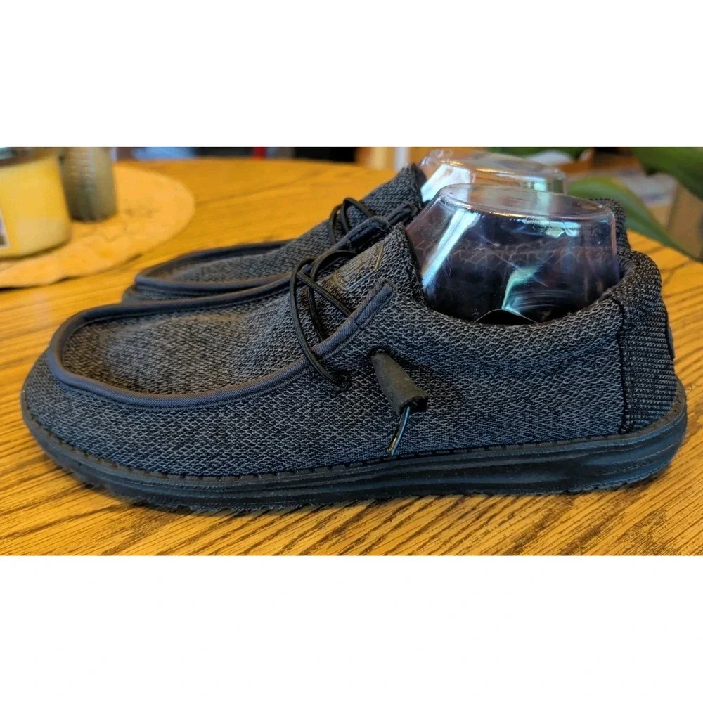 Hey Dude Wally Sox Micro Loafers Mens Size 12 Total Black Slip On Shoes